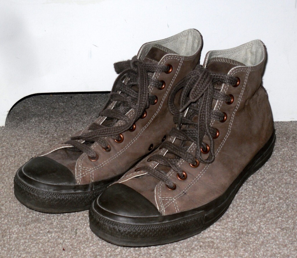 converse brown leather trainers